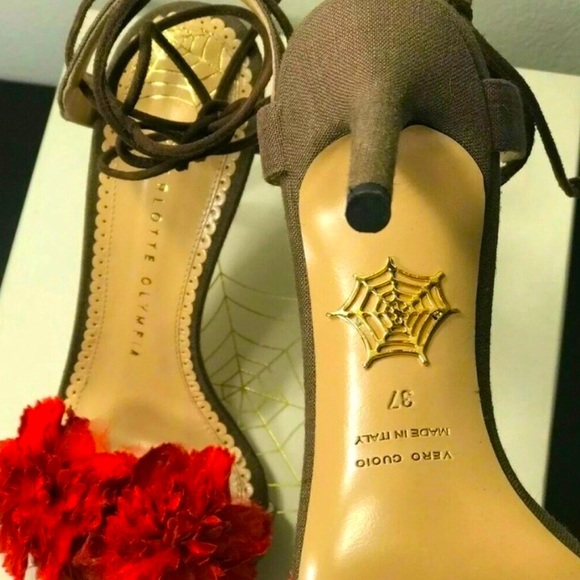 CHARLOTTE OLYMPIA Exotic Salsa Linen Sandals NEW - Picture 3 of 7